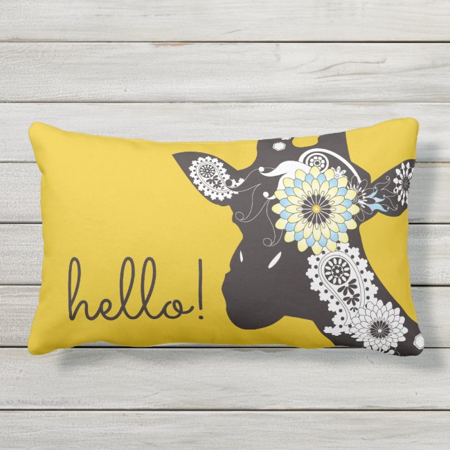 Hello! - Yellow Funky Cool Giraffe Outdoor