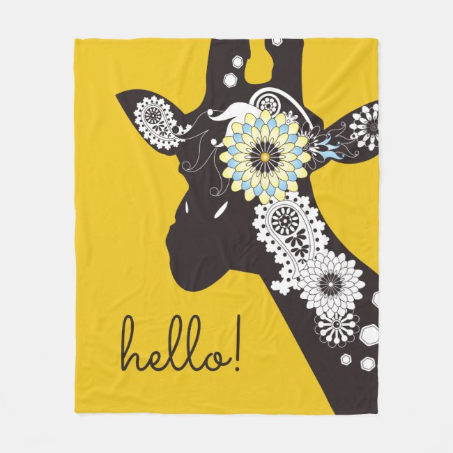 Hello! - Yellow Funky Cool Paisley Giraffe Fleece 