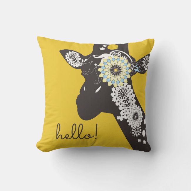 Hello! - Yellow Funky Cool Paisley Giraffe