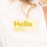 Hello Yellow Retro Modern Minimal Stylish Trendy Name Tag