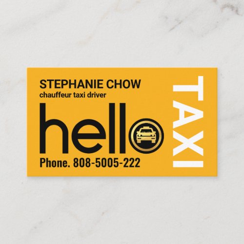 Hello Yellow Taxi Car Driving Business Card