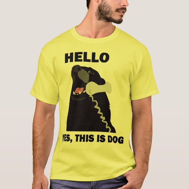 HELLO YES THIS IS DOG telephone phone T-Shirt (Front)