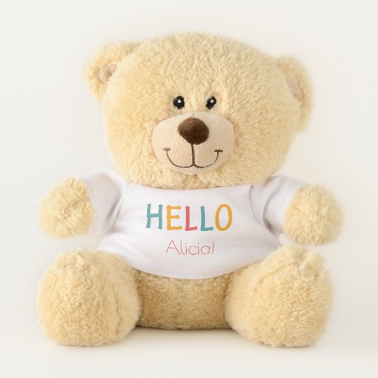 Hello your name colorful funny typography teddy bear | Zazzle.com