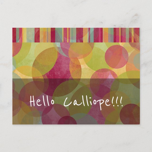Hello Your Name Friendly Red Yellow Orange Green Postcard (Front)