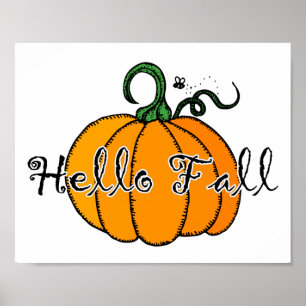 Hellow Pumpkin Fall Pumpkin Hello Fall Poster