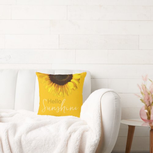 Hellow Sunshine Sunflower   Throw Pillow