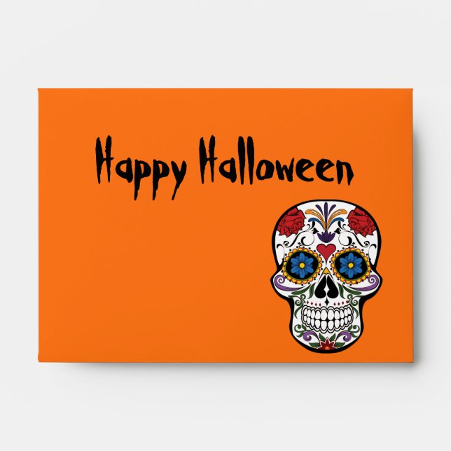 Helloween floral sugar skull envelope (Front)