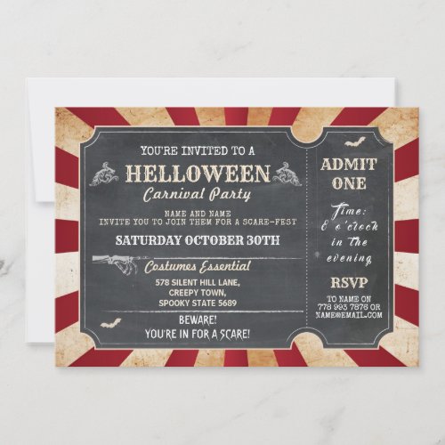 HELLoween Halloween Party Circus Horror Ticket Invitation