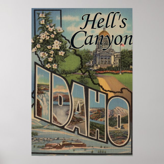 Hell's Canyon, Idaho - Large Letter Scenes Poster (Front)