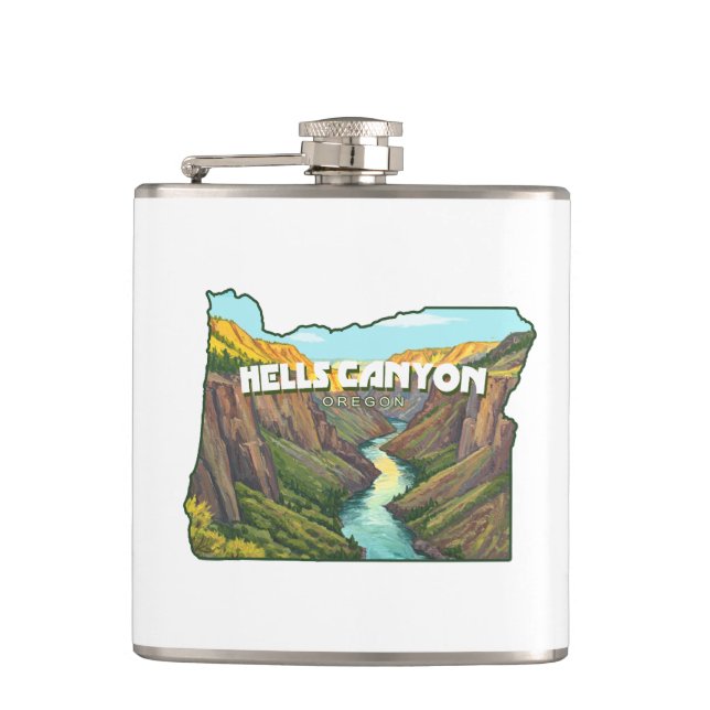 Hells Canyon Oregon Map Flask (Front)