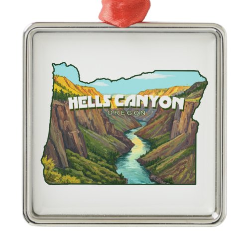 Hells Canyon Oregon Map Metal Ornament