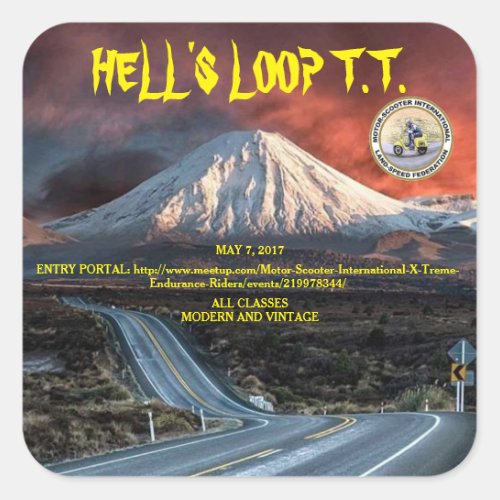 HELLS LOOP TT 2017 SQUARE STICKER