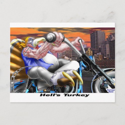 Hells Turkey Funny Thanksgiving Harley Tees  Gift Holiday Postcard