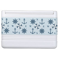Helm Anchors & Compass Navy White Sky Blue Drink Cooler