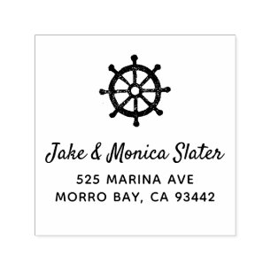 Helm Nautical Ship's Wheel Sailing Return Address Self-inking Stamp