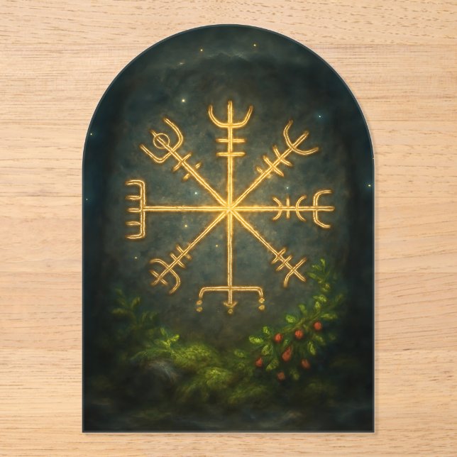 Helm of Awe Aegishjalmur Norse Protective Symbol   Acrylic Invitations (Front)