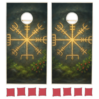 Helm of Awe Aegishjalmur Norse Protective Symbol   Cornhole Set