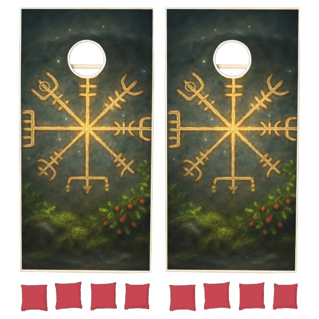 Helm of Awe Aegishjalmur Norse Protective Symbol   Cornhole Set (Set)