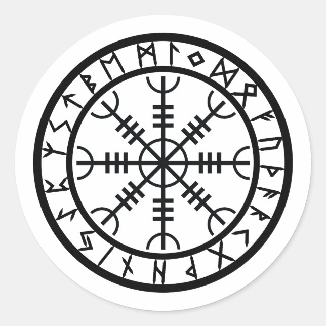Helm of Awe - Rune Circle Classic Round Sticker (Front)