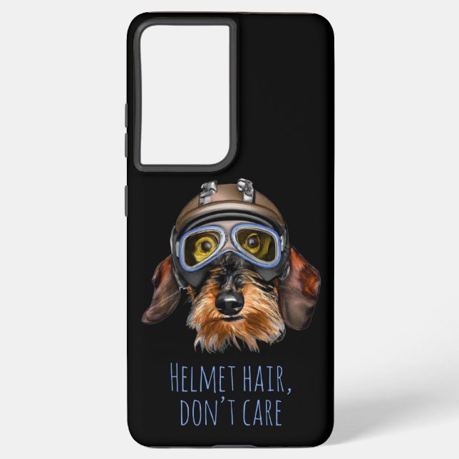 Helmet Hair Don't Care Wirehair Dachshund Goggles Samsung Galaxy Case (Back)