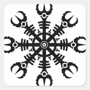 Helmet of awe - Aegishjalmur No.2 (black) Square Sticker