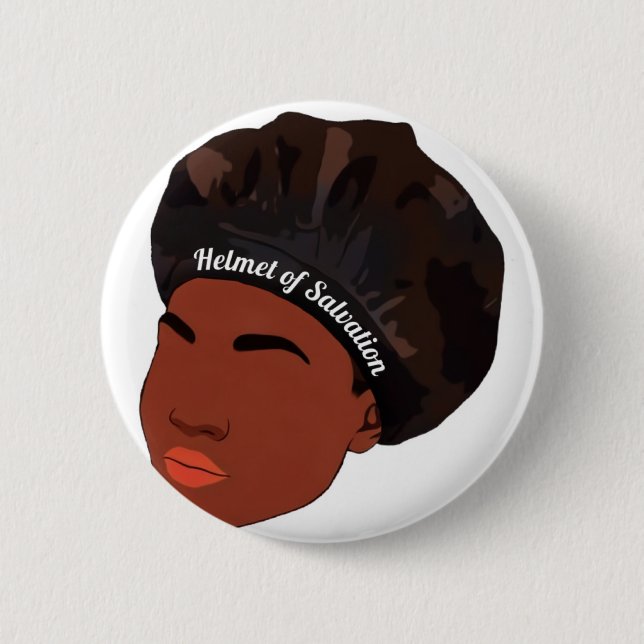 Helmet of Salvation | Bonnet Protective Style Button (Front)
