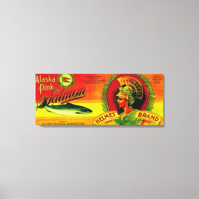 Helmet Salmon Can LabelLoring, AK Canvas Print (Front)