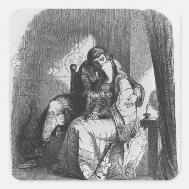 Heloise and Abelard kissing Square Sticker (Front)