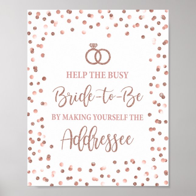 Help Busy Bride to Be Make Yourself Addressee Rose Poster (Front)