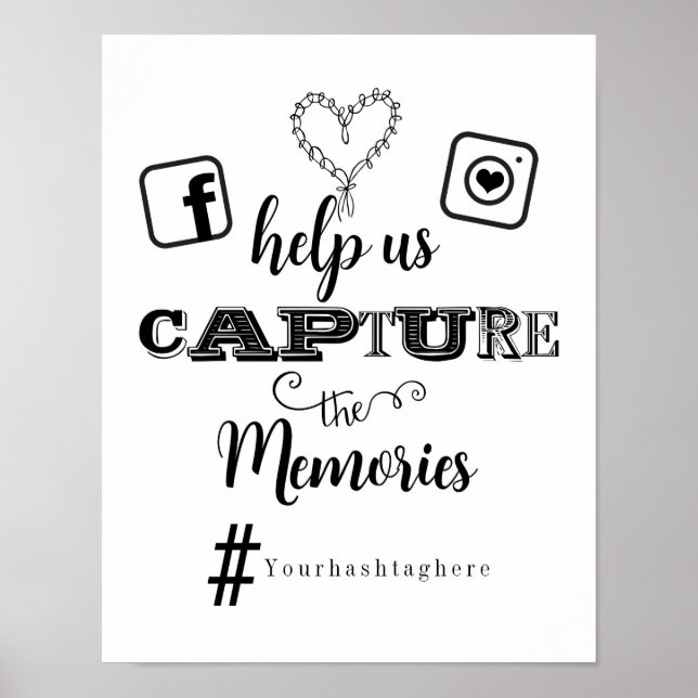Help Capture the Memories Hashtag Wedding Sign (Front)