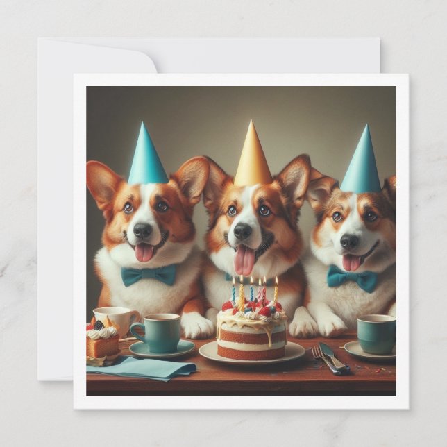 Help celebrate our little gentleman, corgi invitation (Front)
