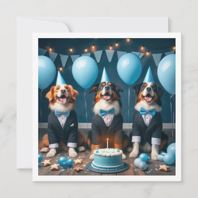 Help celebrate our little gentleman, dog birthday invitation (Front)