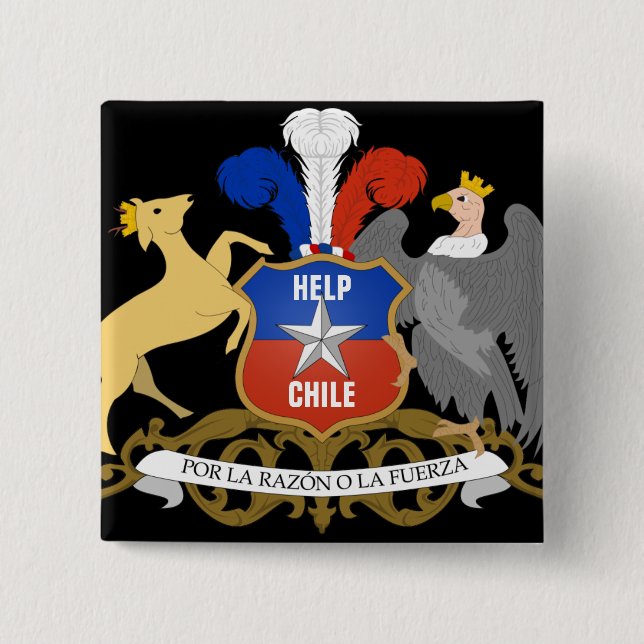 HELP CHILE Coat Of Arms Button (Front)