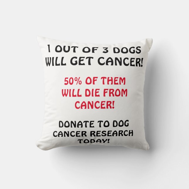 Help Find A Cure - Dog Cancer Awareness Throw Pillow (Front)