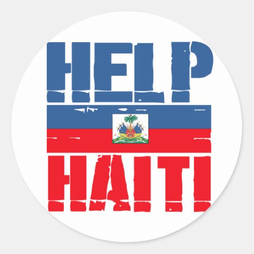 HELP HAITI FLAG CLASSIC ROUND STICKER
