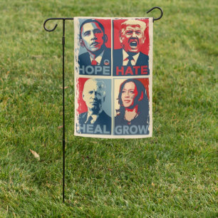 Help Hate Heal Grow Harris Walz 2024 Election  Garden Flag