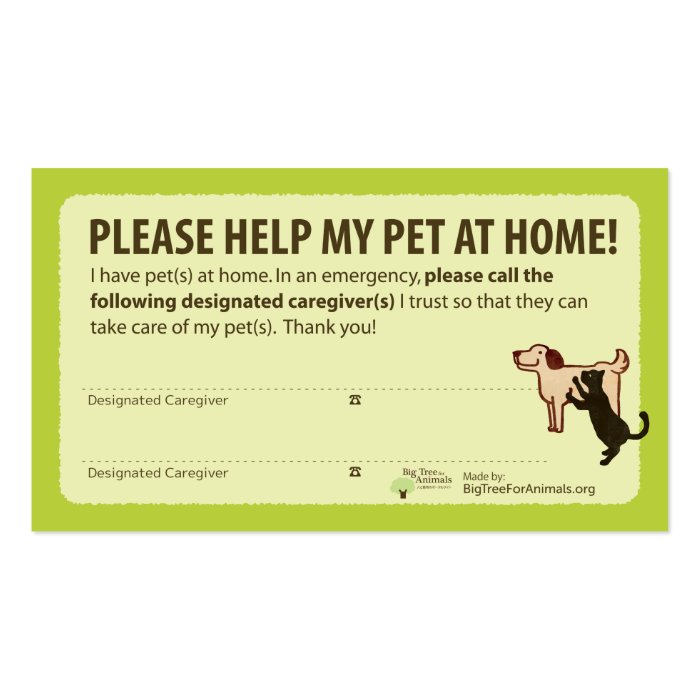 “HELP! I have Pets At Home” Pet Alert Card Zazzle