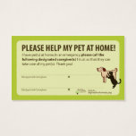 &quot;help! I Have Pets At Home” Pet Alert Card at Zazzle