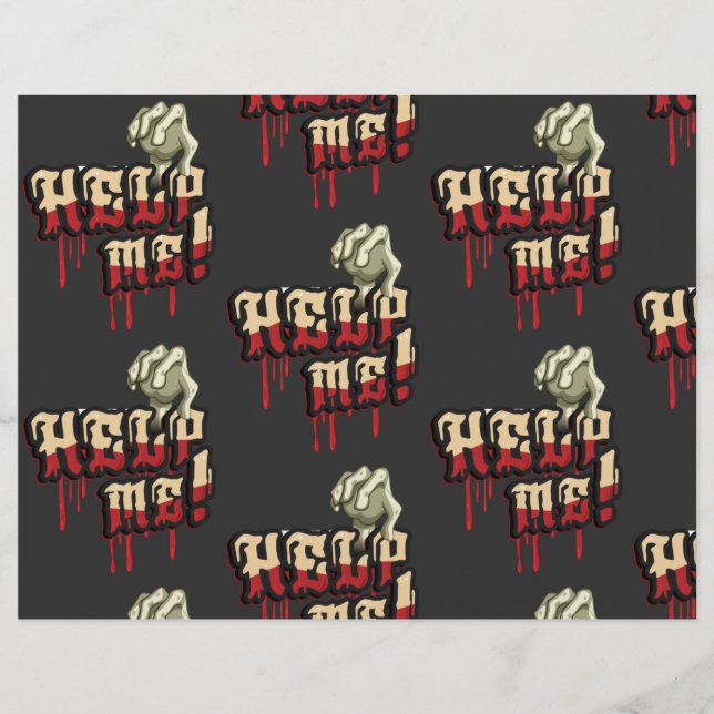 Help Me with Zombie Hand Scrapbook Paper  (Front)