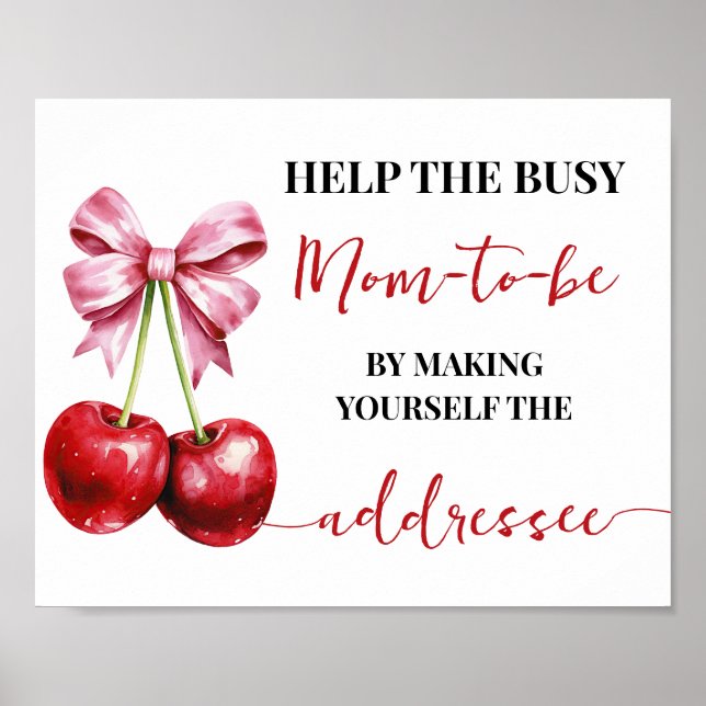 Help Mom Make Yourself Addressee Cherry Shower Poster (Front)