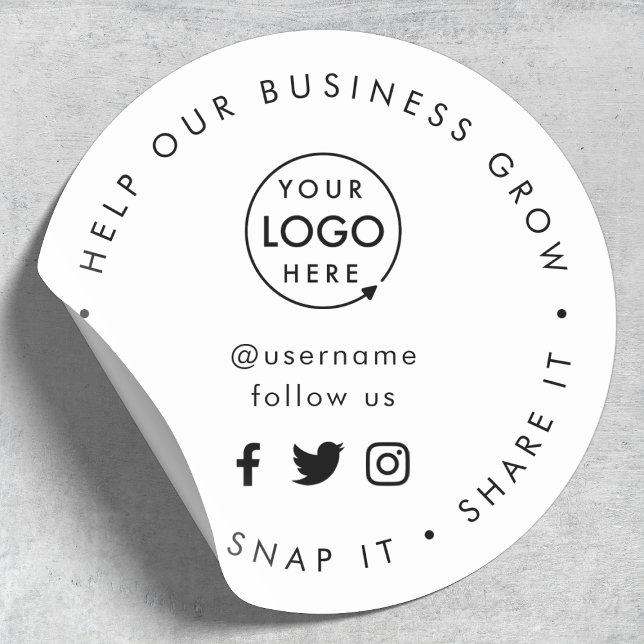 Help our Business Grow | Social Media Followers Classic Round Sticker (Social media stickers for your small business)