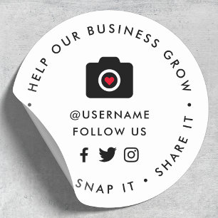 Help our Business Grow Social Medial Followers Classic Round Sticker