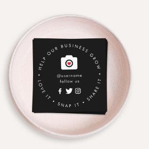 Help our Business Grow   Social Medial Followers Square Business Card