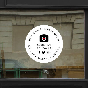 Help our Business Grow Social Medial Followers Window Cling