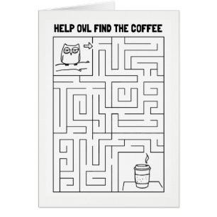 Help Owl Find the Coffee - Blank Inside Cards