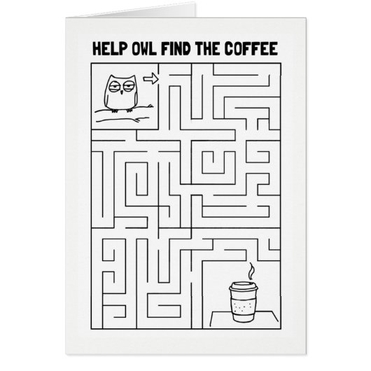 Help Owl Find the Coffee - Blank Inside Cards (Front)