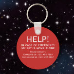 Help pet home alone emergency contact personalized keychain<br><div class="desc">Help pet home alone emergency contact personalized keyring from Ricaso .. customize with your own contacts</div>