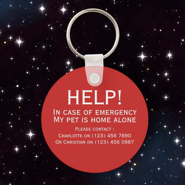 Help pet home alone emergency contact personalized keychain (Creator Uploaded)