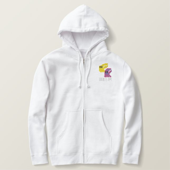 'Help' Save the Cuttlefish Cute Pixel Art Hoodie (Design Front)