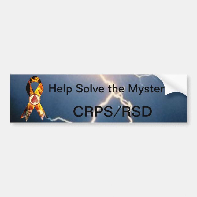Help Solve the Mystery CRPS/RSD Blazing Ribbon Bumper Sticker (Front)